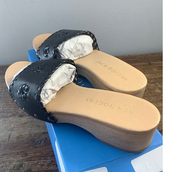 Jack Rogers Leather Breaker Clog Sandals Black NIB‎ size 8.5 - Picture 5 of 7